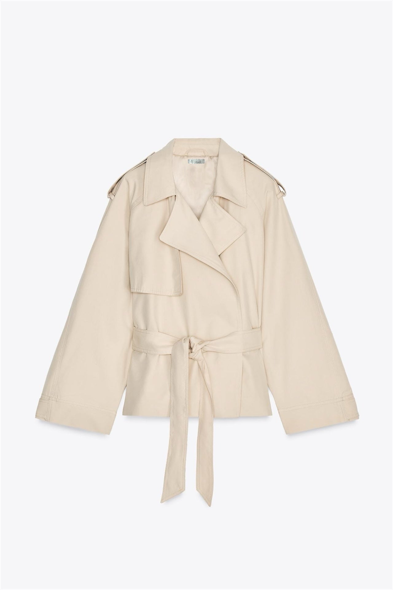 Cropped Trenchcoat mit Gürtel im Reversekragen