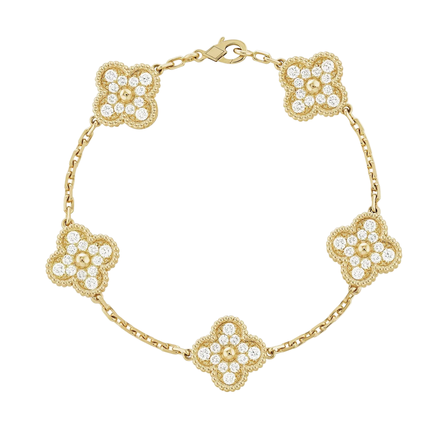 Goldenes | Kleeblatt-Diamant-Armband