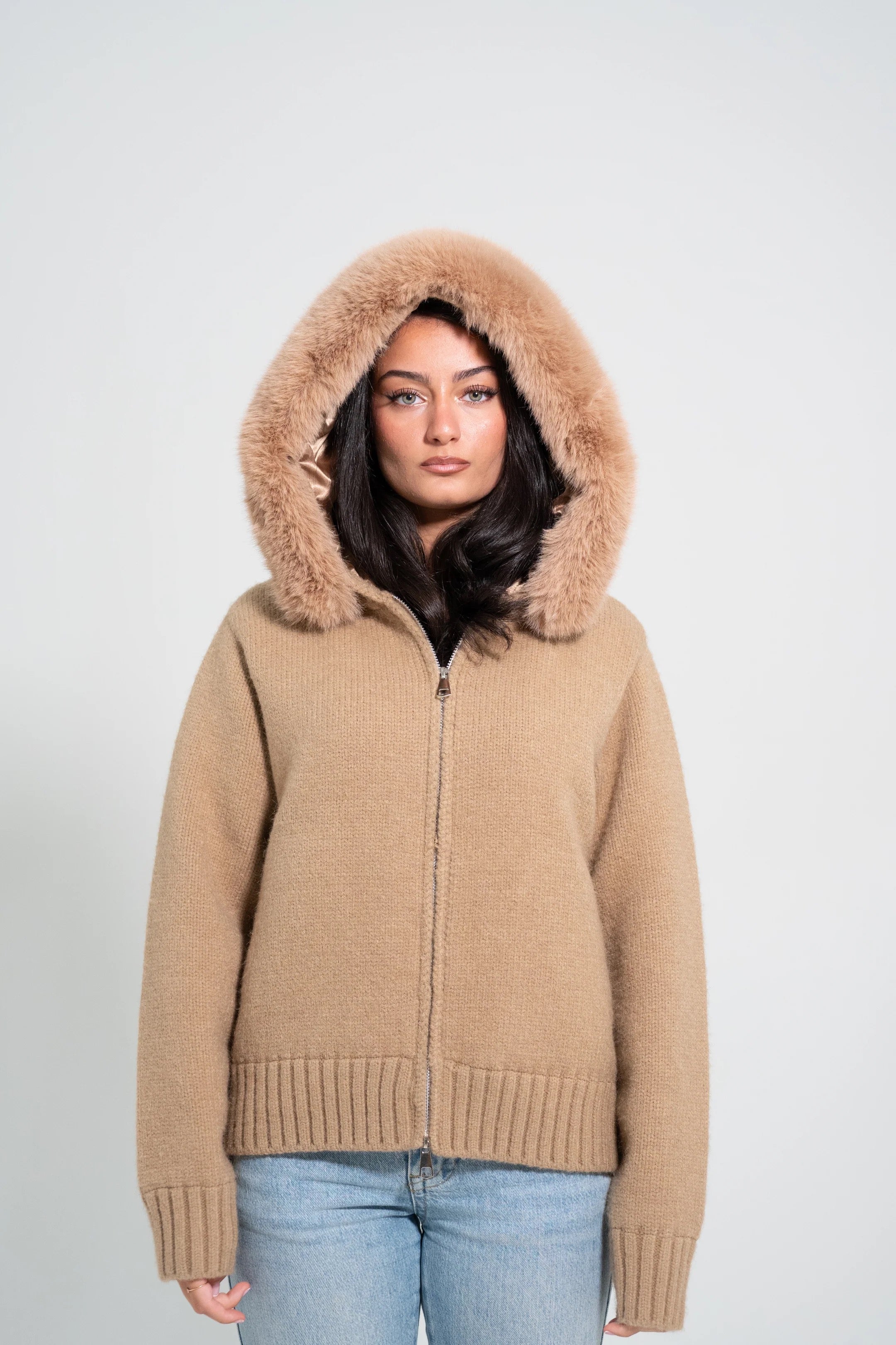 FUR JACKET-BEIGE