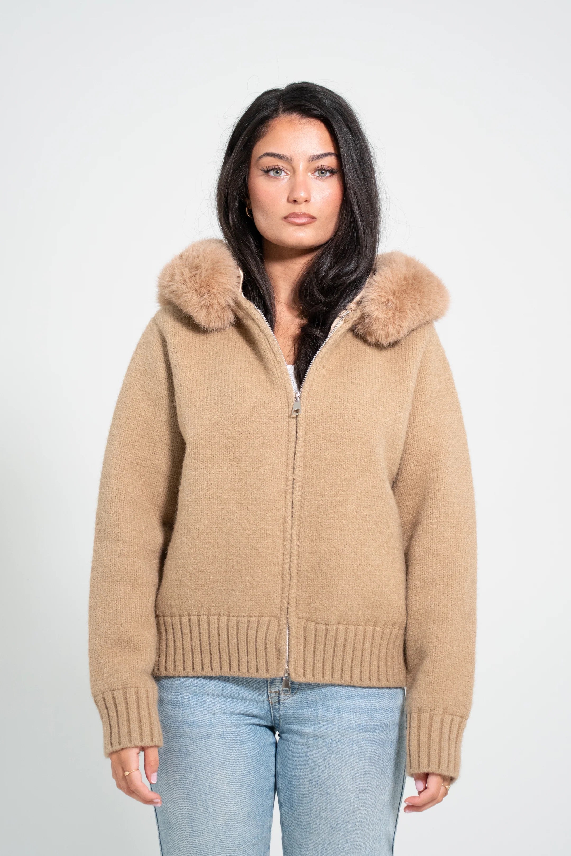 FUR JACKET-BEIGE