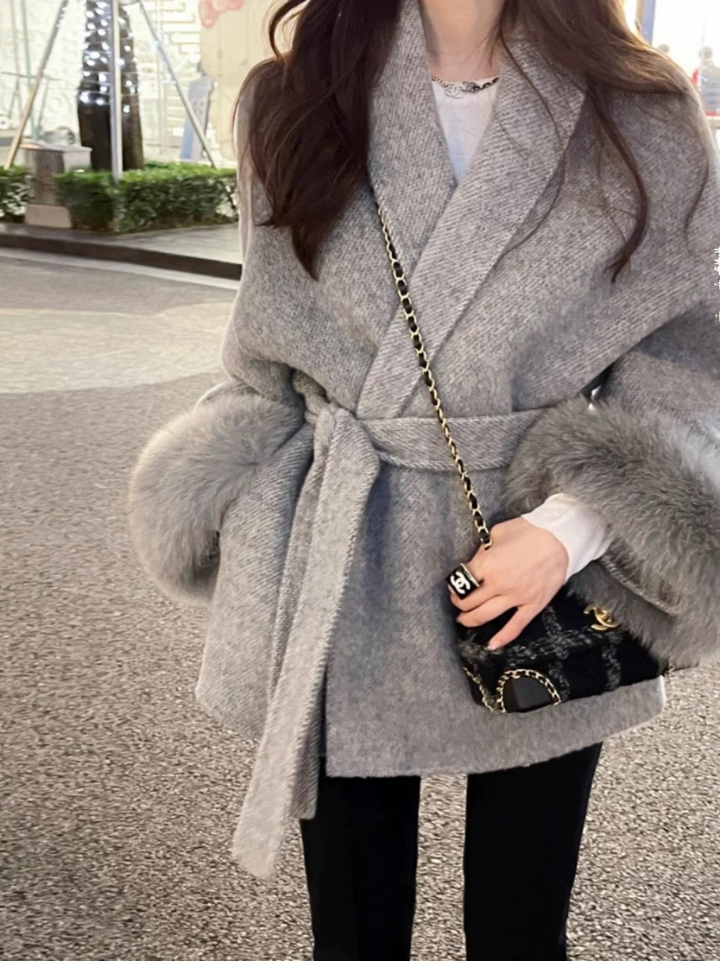 Jacke mit Fellärmel