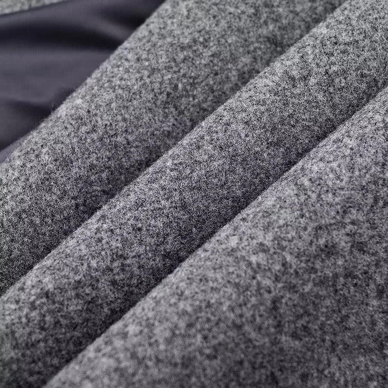 Wollmantel Grau Lang