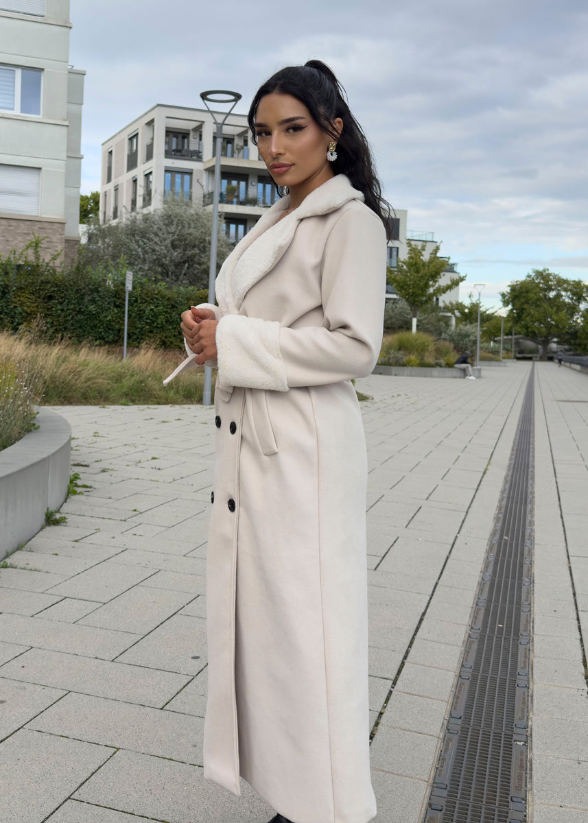 Mantel mit Kunstpelz