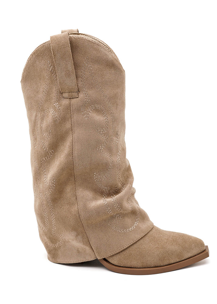 Stiefeletten in Wildlederoptik mit Ziernähten