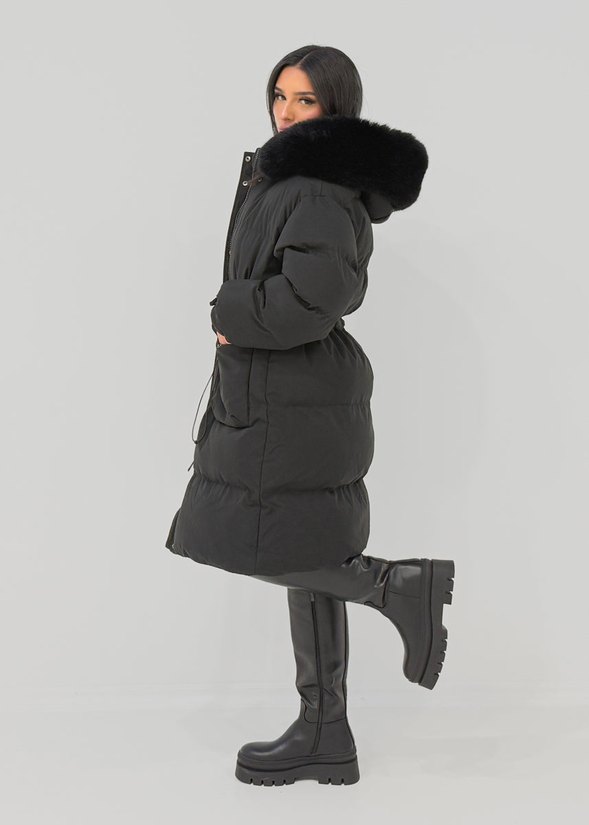 Oversize Winterparka mit Kunstfellkapuze