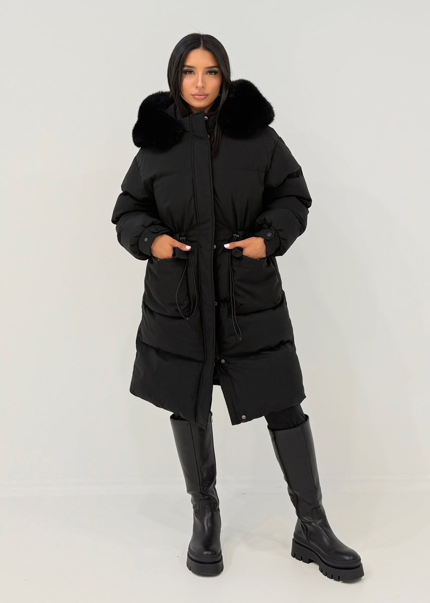 Oversize Winterparka mit Kunstfellkapuze
