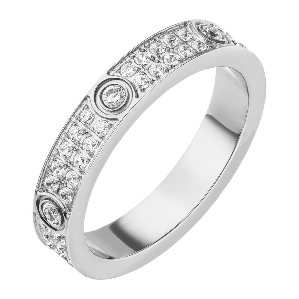 Damen Ring Glitzer Steinchen Silber wasserfest Pavé