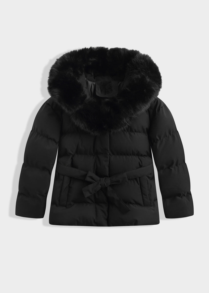 Steppjacke mit Kapuze & Bindegürtel