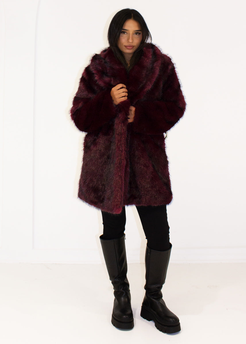 Kunstfell Mantel mit Gürtel