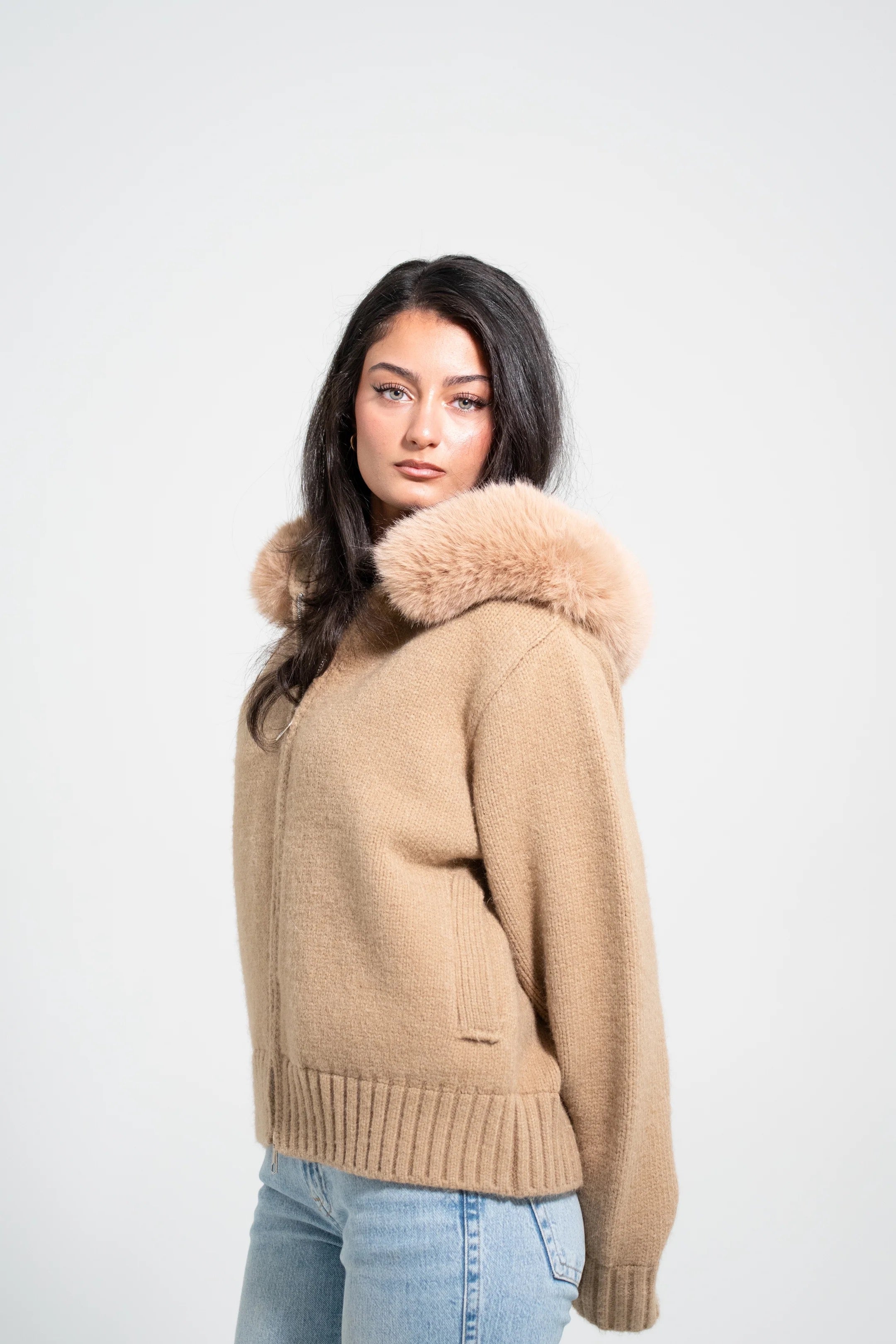 FUR JACKET-BEIGE