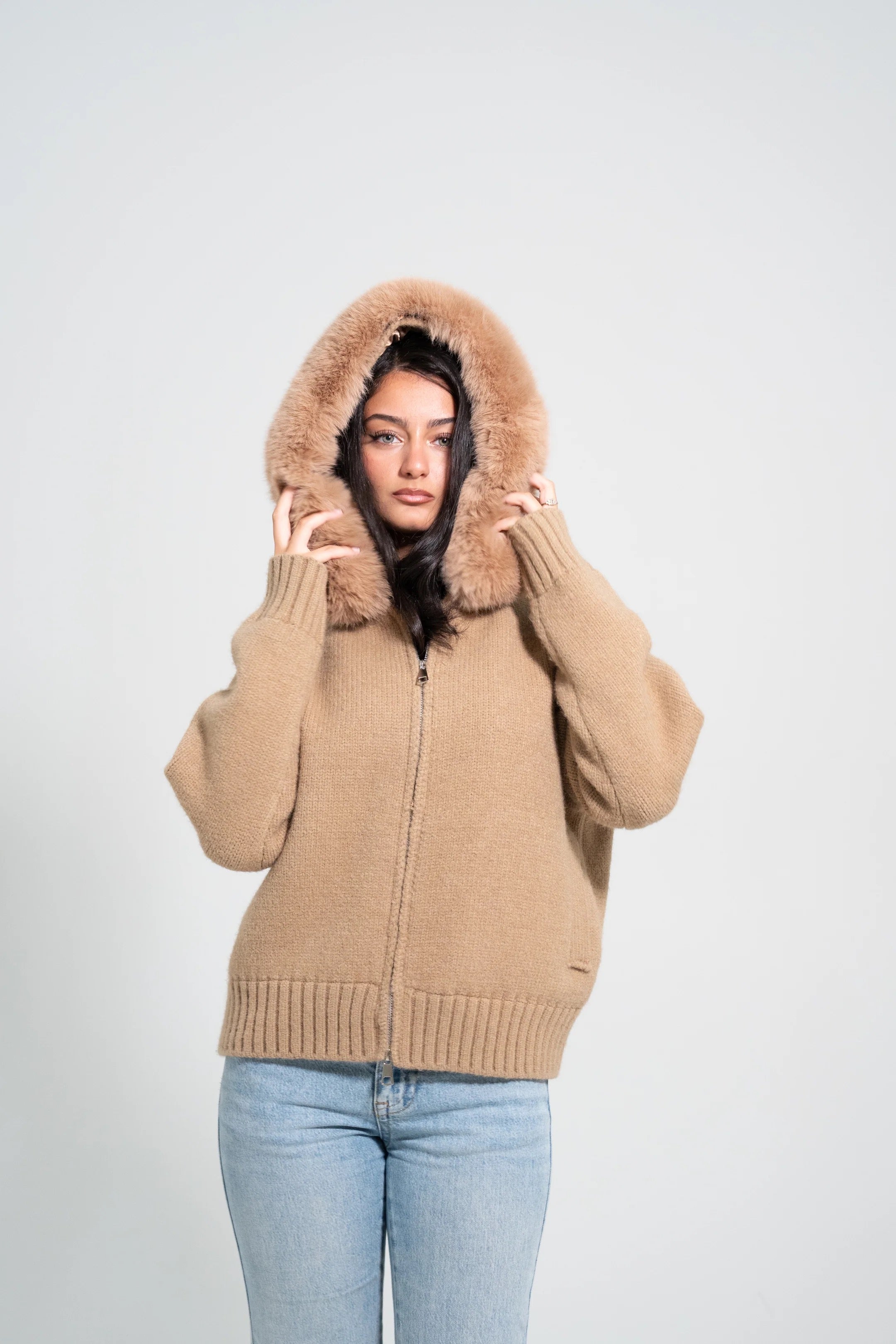 FUR JACKET-BEIGE