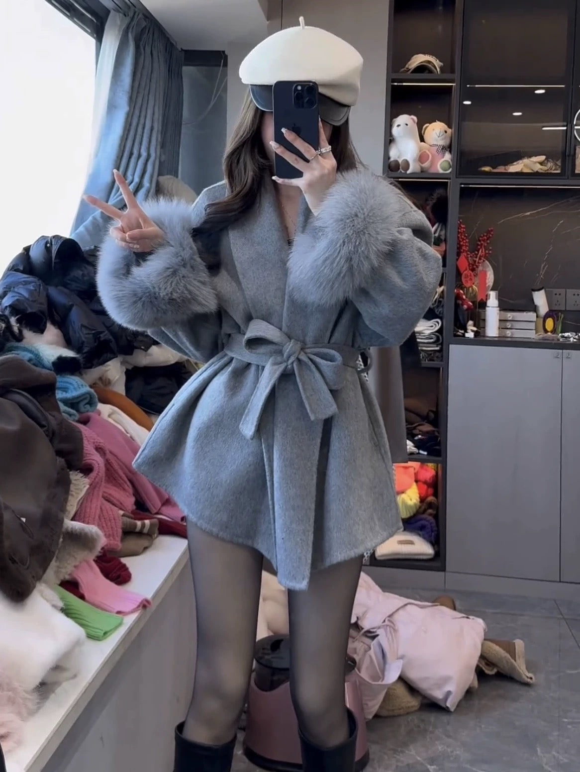 Jacke mit Fellärmel