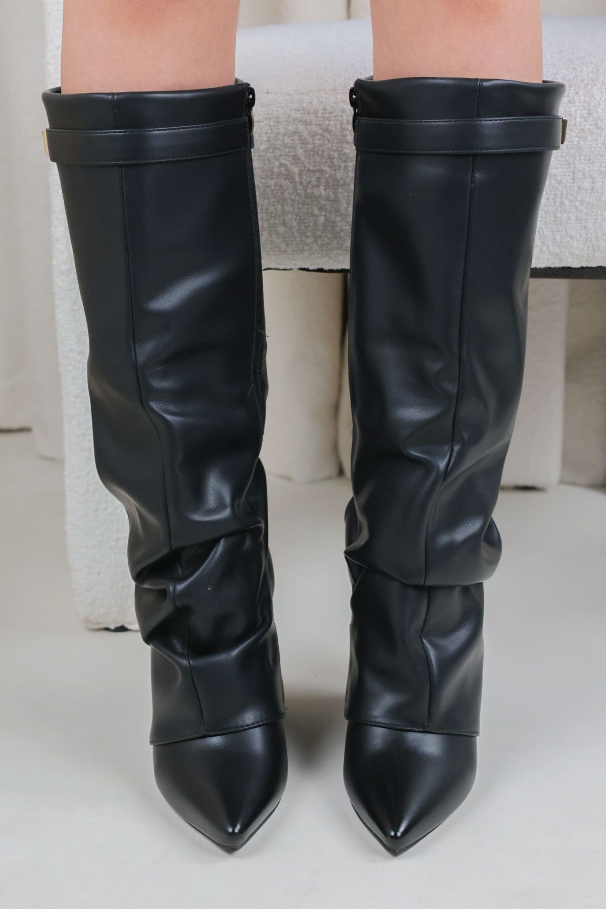 Calianté Shark Boots Stacked - Schwarz Glattleder