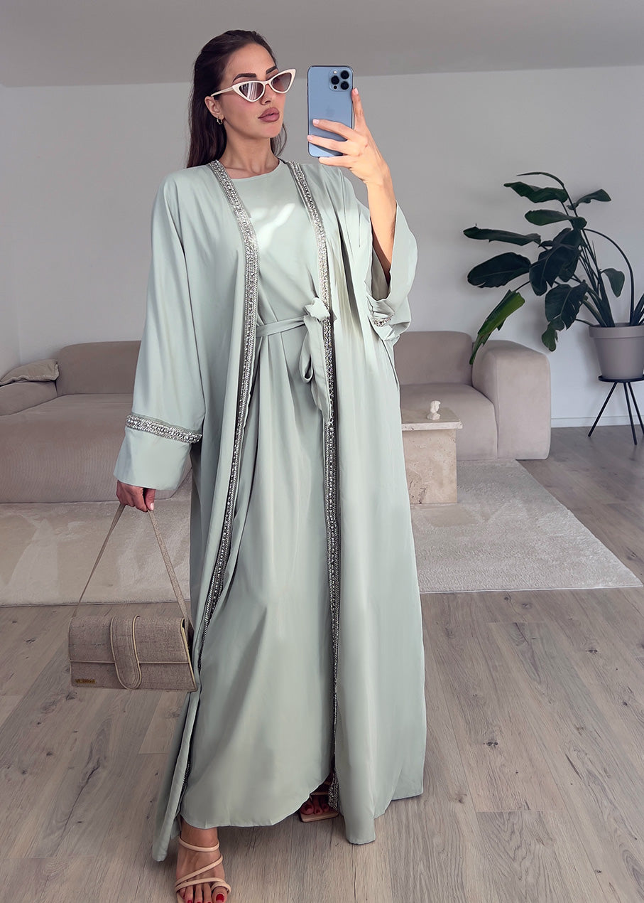 Zweiteiliges Kleid mit Strass-Details