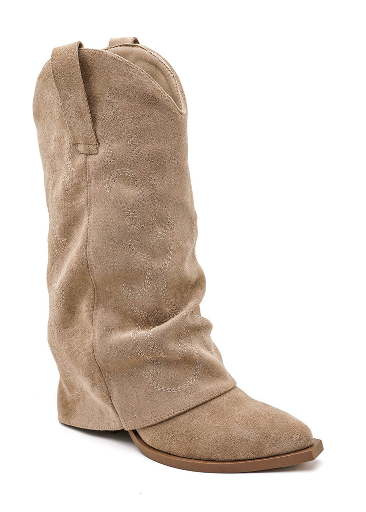 Stiefeletten in Wildlederoptik mit Ziernähten