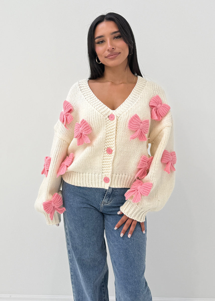 Strickjacke mit Schleifen-Details