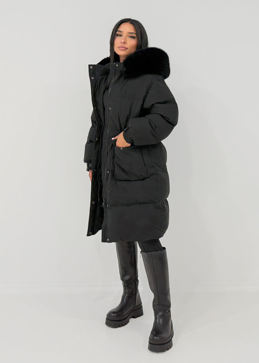 Oversize Winterparka mit Kunstfellkapuze