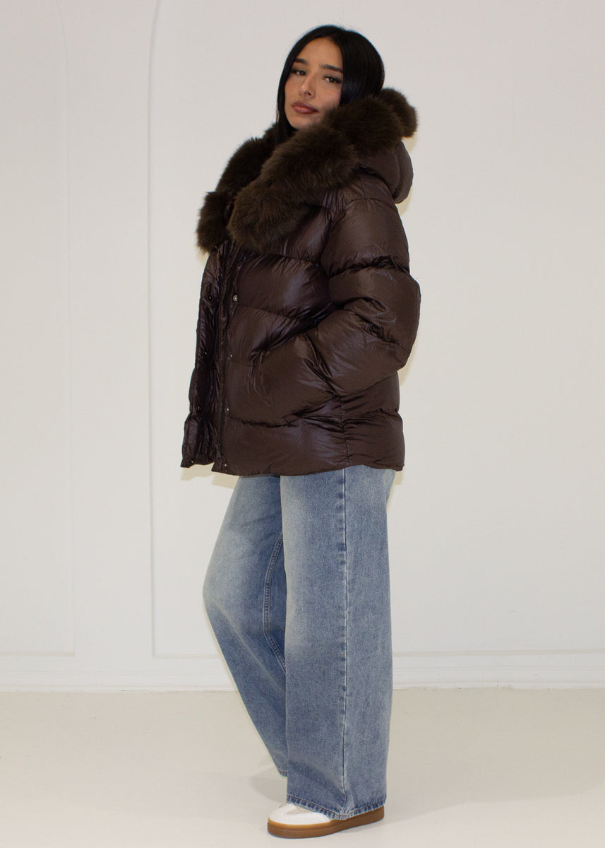 Steppjacke mit Kapuze & Bindegürtel