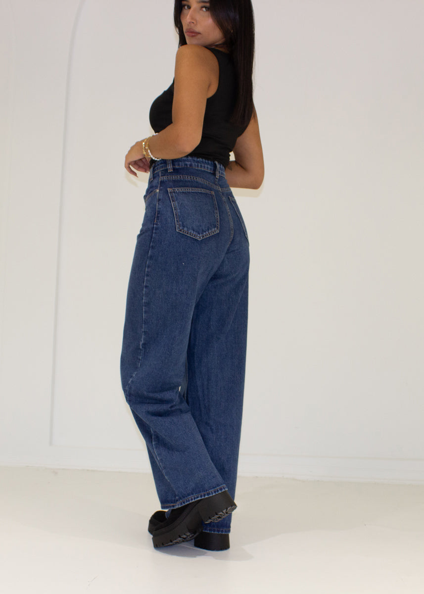 Jeanshose High Waist mit weitem Bein