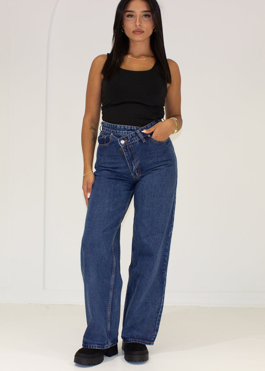 Jeanshose High Waist mit weitem Bein