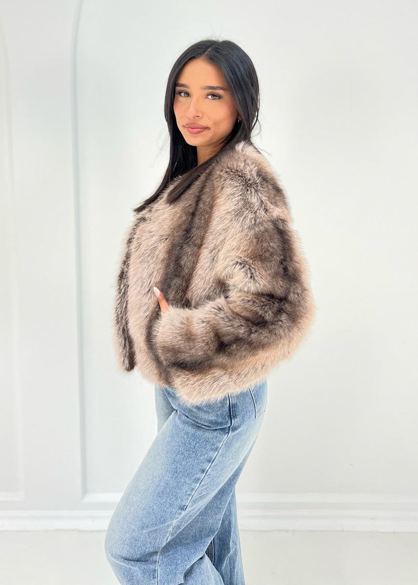 Kurze Kunstfelljacke