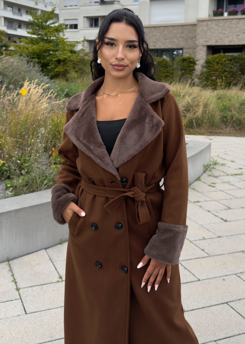 Mantel mit Kunstpelz