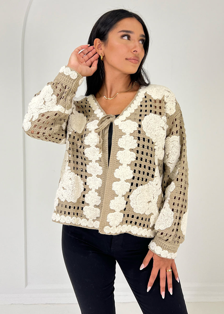 Strickjacke mit Häkelmuster